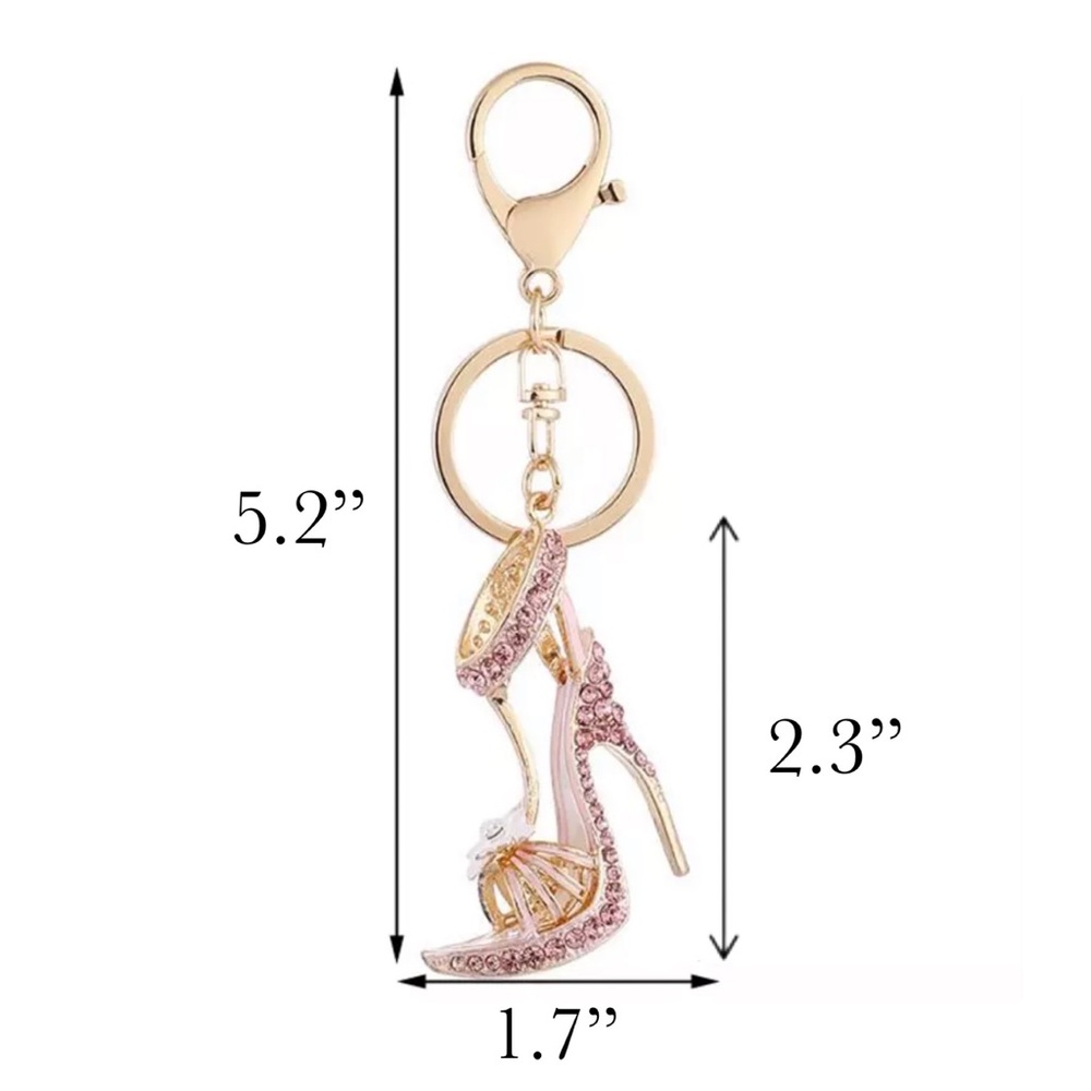 Stunning Gold & Silver Crystal High Heel Shoe Keychain Charm - Picture 16 of 16